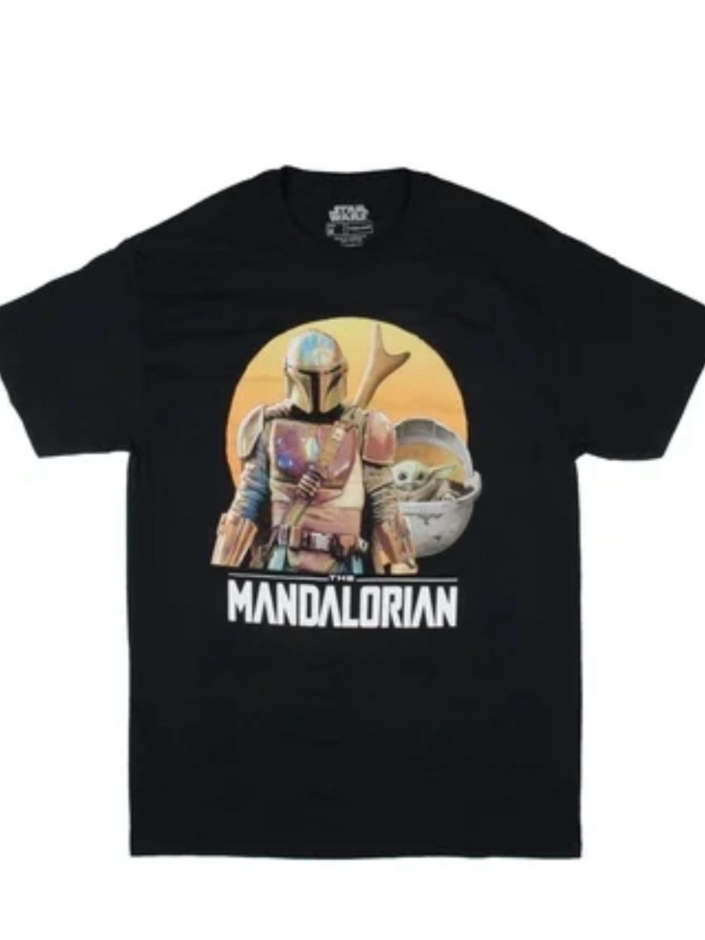 Star Wars Mandalorian Graphic Tee - Black with Yellow Accent